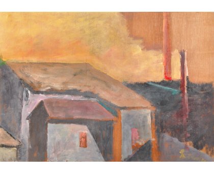 ACRILICO SU TAVOLA TONINO GOTTARELLI ' RIGORE GEOMETRICO ' dimensioni L 71 x H 101 cm.