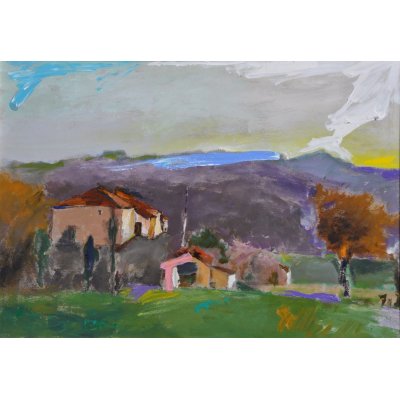 ACRILICO SU CARTONE TONINO GOTTARELLI ' PER RIPOSARE E SOGNARE ' dimensioni L 70 x H 100 cm.