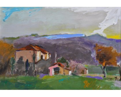 ACRILICO SU CARTONE TONINO GOTTARELLI ' PER RIPOSARE E SOGNARE ' dimensioni L 70 x H 100 cm.