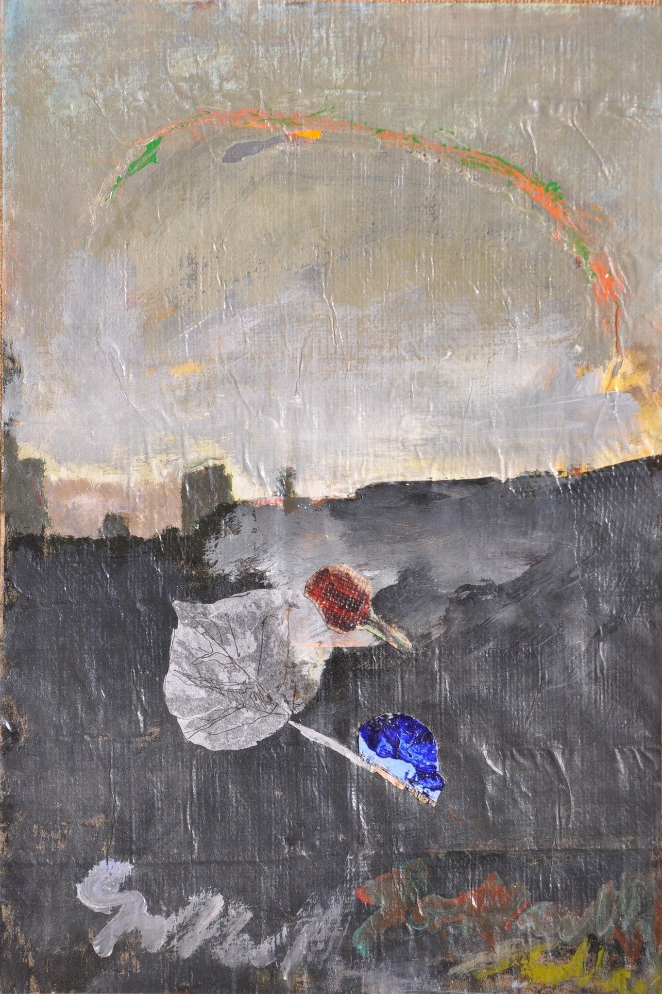 MIXED MEDIA  TONINO GOTTARELLI ' L 'ARCOBALENO SUL MISTERO '  dimensioni L 55 x H 37 cm.