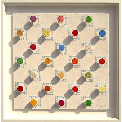 MIXED MEDIA MICHELE TONIATTI ' BOTTON 2 ' dimensioni L 50 x H 50 cm.