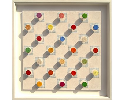 MIXED MEDIA MICHELE TONIATTI ' BOTTON 2 ' dimensioni L 50 x H 50 cm.