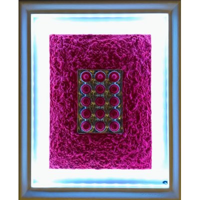 MIXED MEDIA MICHELE TONIATTI ' MAGENTA PIGMENTO.' dimensioni L 50 x H 40 cm.