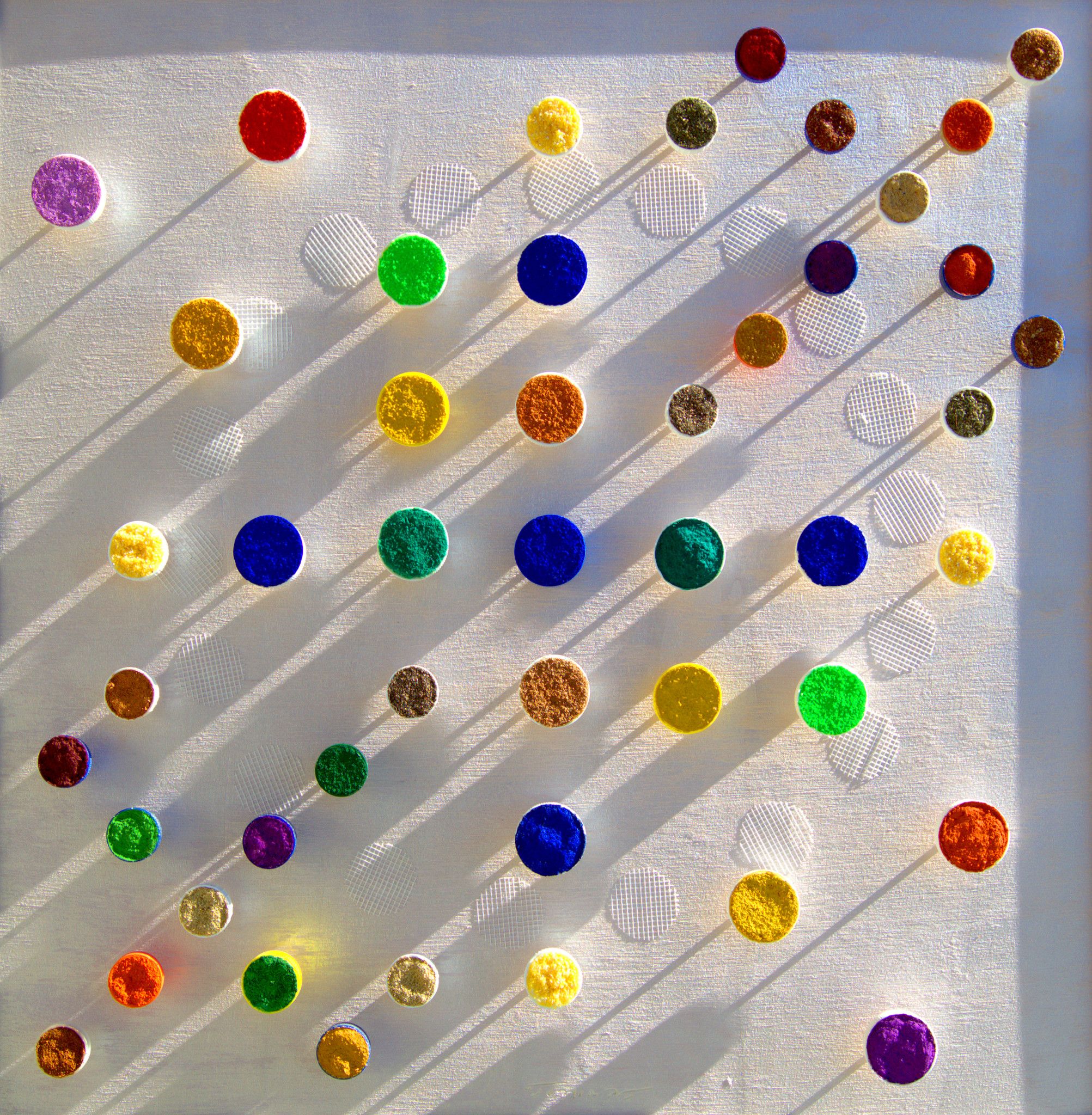 MIXED MEDIA  MICHELE TONIATTI ' COSTELLAZIONI 2 '  dimensioni L 70 x H 70 cm.