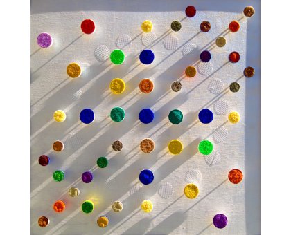 MIXED MEDIA MICHELE TONIATTI ' COSTELLAZIONI 2 ' dimensioni L 70 x H 70 cm.