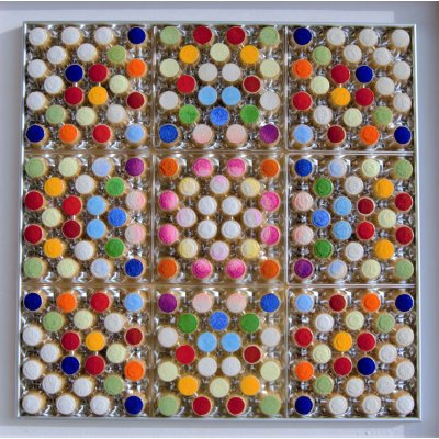 MIXED MEDIA MICHELE TONIATTI ' SISTEMA SOLARE ' dimensioni L 80 x H 80 cm.