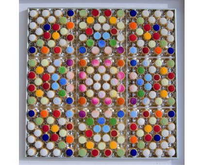 MIXED MEDIA MICHELE TONIATTI ' SISTEMA SOLARE ' dimensioni L 80 x H 80 cm.