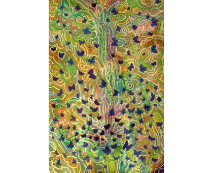 ACRILICO SU TELA COSTANTINO GIOVINE ' CASCATA DI FARFALLE ' dimensioni L 80 x H 120 cm.