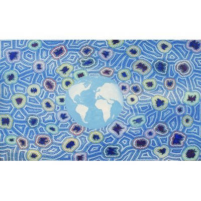 ACRILICO SU TELA COSTANTINO GIOVINE ' UNIONE DEL MONDO SPIRITUALE ' dimensione L 120 x H 80 cm.