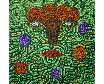 ACRILICO SU TELA COSTANTINO GIOVINE 'TUNKASHILA' dimensioni L 70 x H 70 cm.