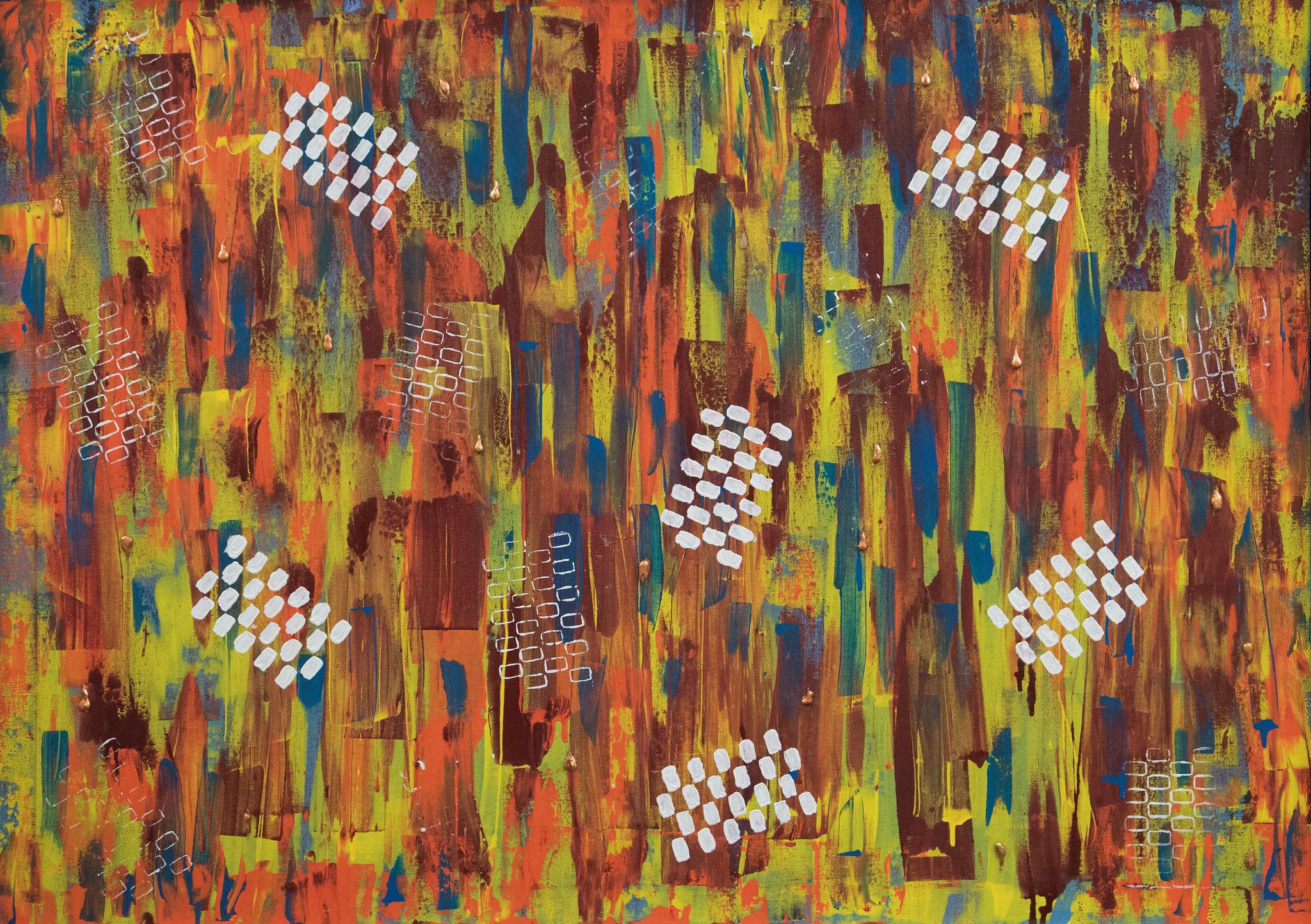 MIXED MEDIA SU CANAPA FEOFEO 'IL CAPPELLAIO  MATTO' dimensioni L 139 x H 98 cm.