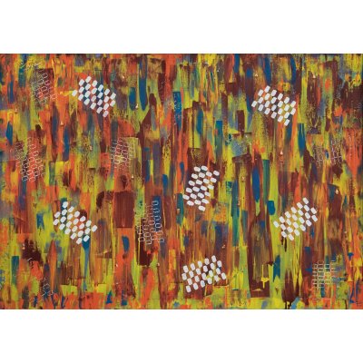 MIXED MEDIA SU CANAPA FEOFEO 'IL CAPPELLAIO MATTO' dimensioni L 139 x H 98 cm.