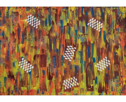 MIXED MEDIA SU CANAPA FEOFEO 'IL CAPPELLAIO MATTO' dimensioni L 139 x H 98 cm.