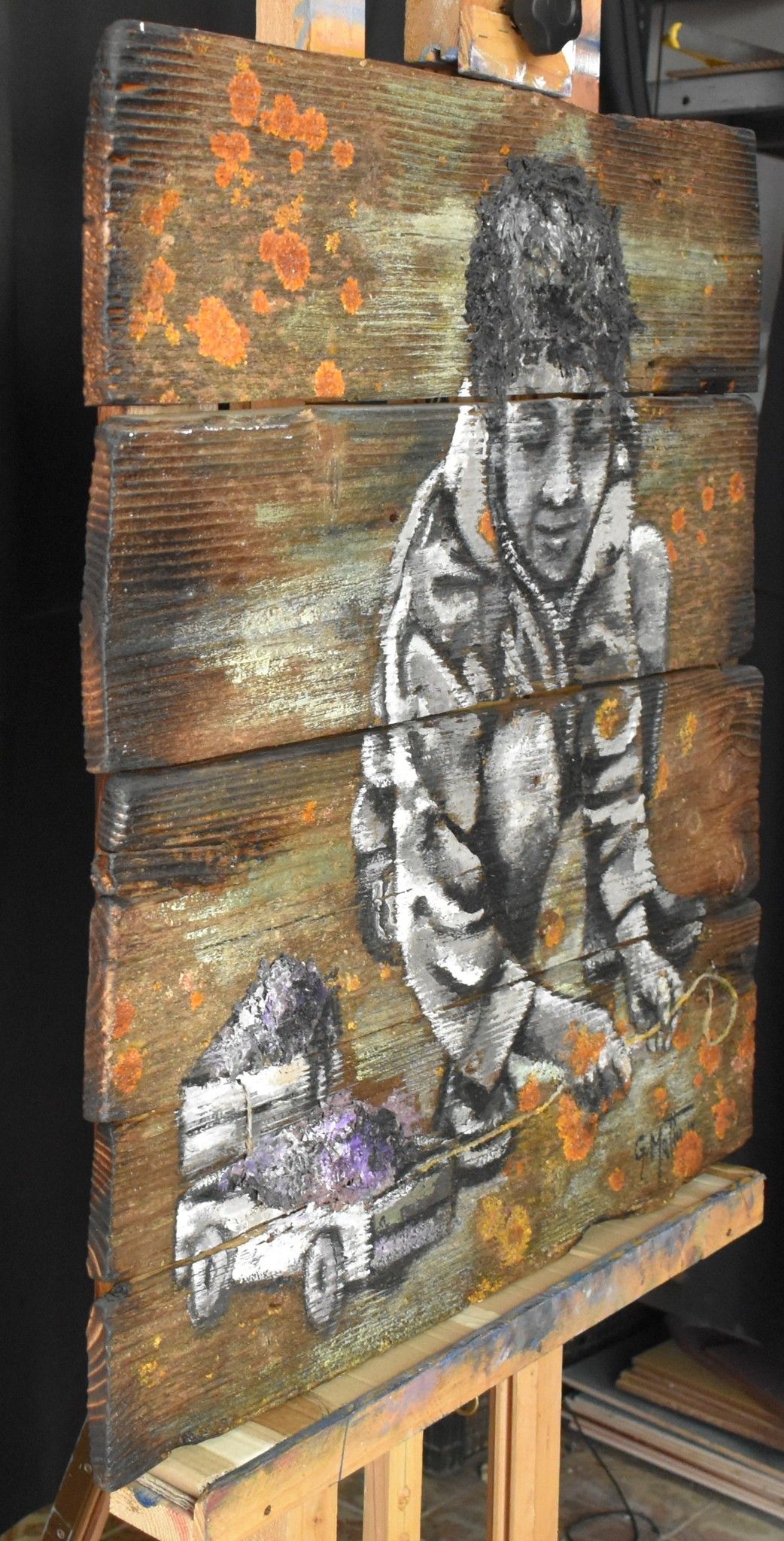 MIXED MEDIA  GIANNI MATTU ' IL GIOCATOLO '  dimensioni L 60 x H 65 cm.
