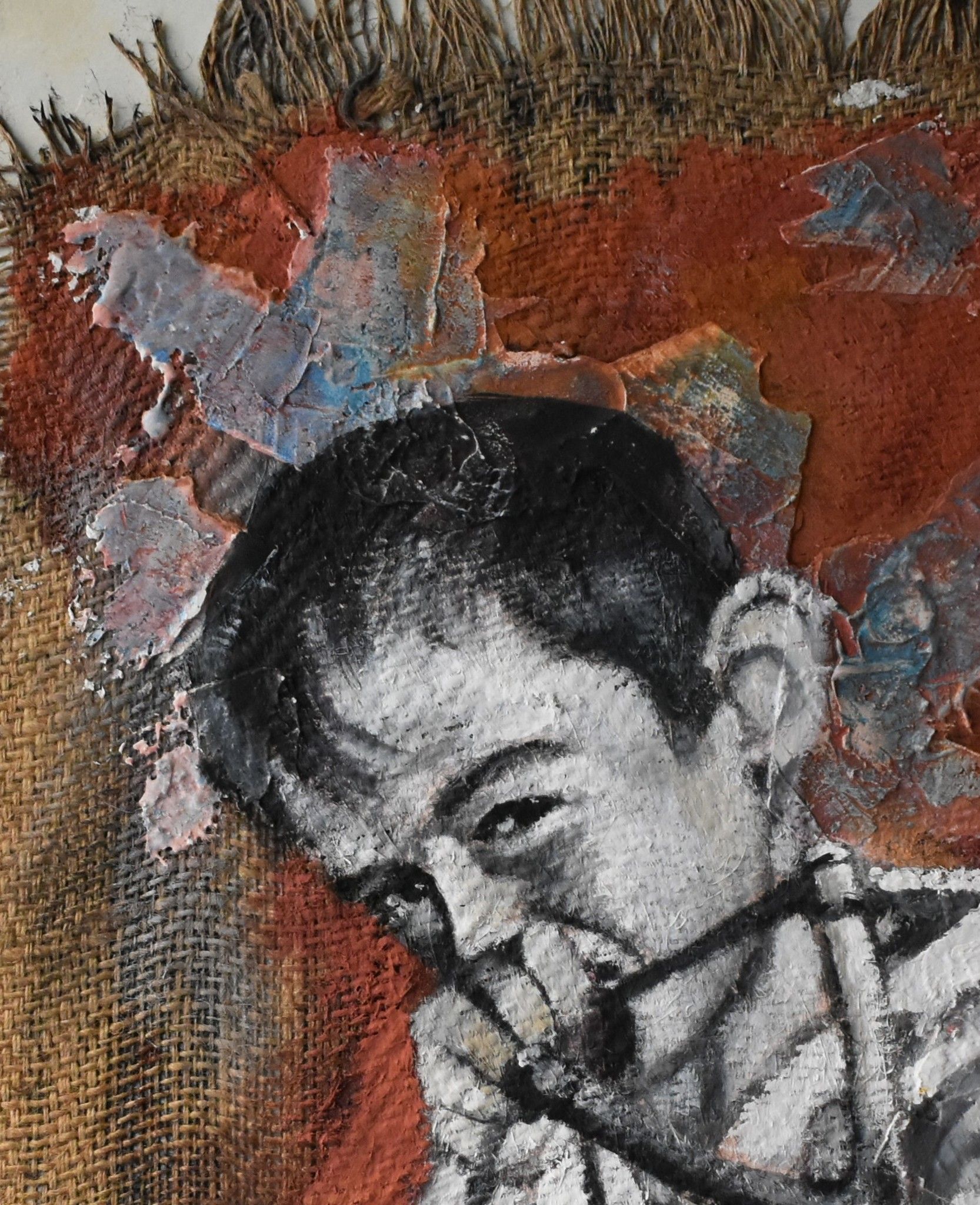 MIXED MEDIA  GIANNI MATTU ' LA FIONDA '   dimensioni L 60 x H 50 cm.