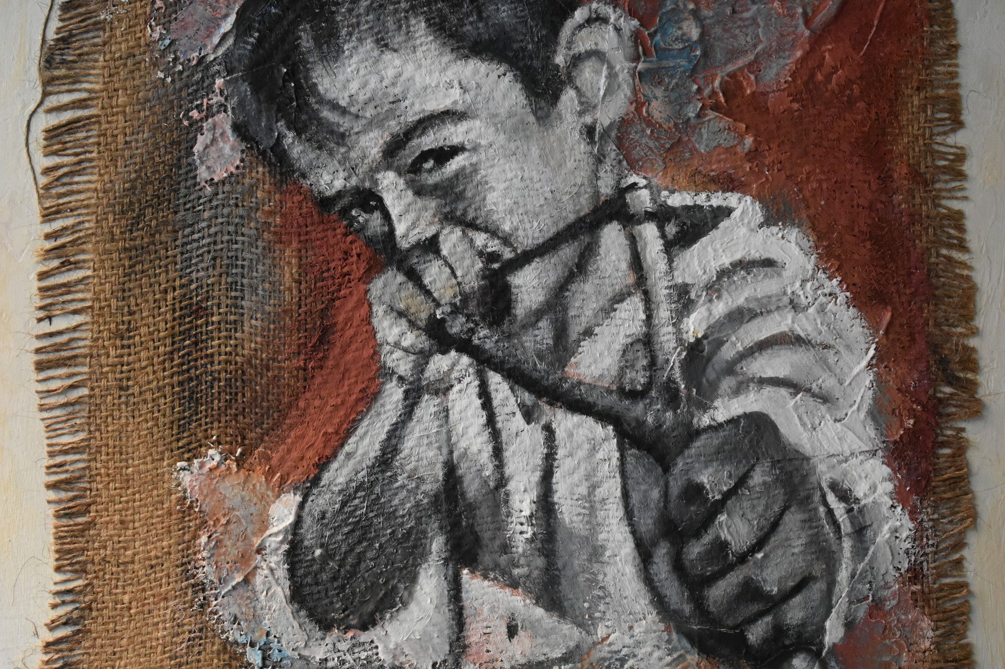 MIXED MEDIA  GIANNI MATTU ' LA FIONDA '   dimensioni L 60 x H 50 cm.