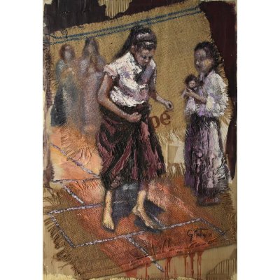 MIXED MEDIA GIANNI MATTU ' LA CAMPANA ' dimensioni L 100 x H 70 cm.