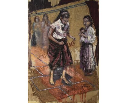 MIXED MEDIA GIANNI MATTU ' LA CAMPANA ' dimensioni L 100 x H 70 cm.