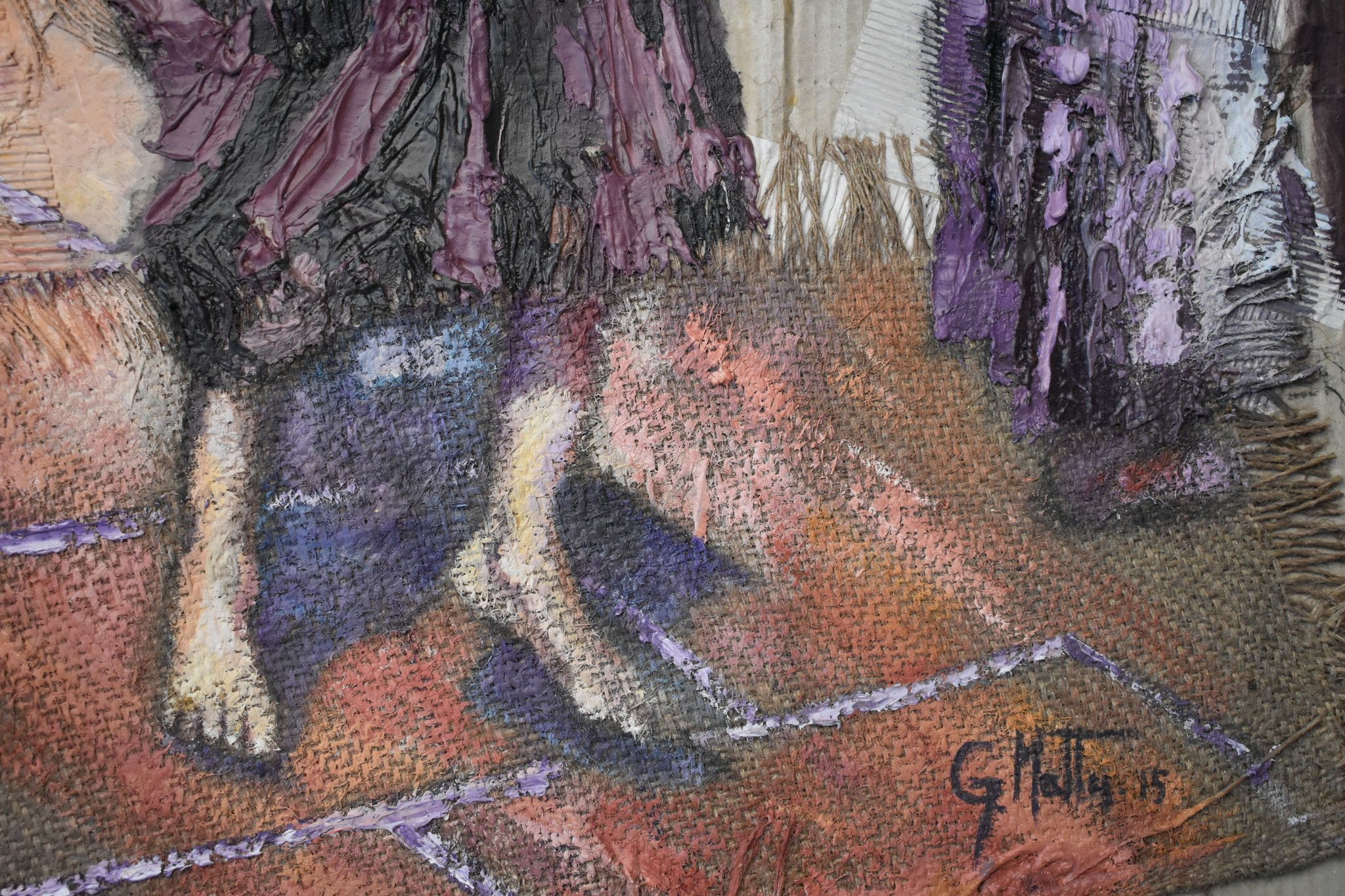 MIXED MEDIA  GIANNI MATTU ' LA CAMPANA '  dimensioni L 100 x H 70 cm.