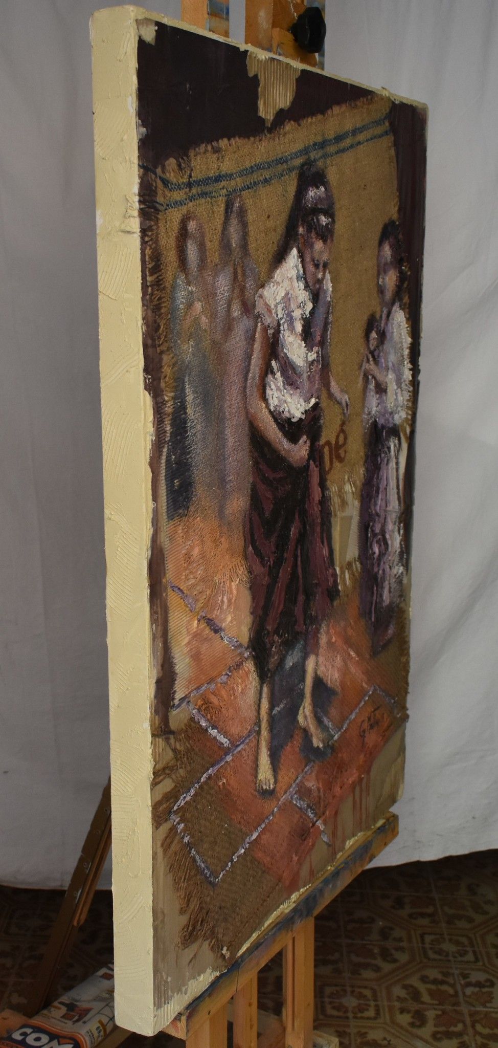 MIXED MEDIA  GIANNI MATTU ' LA CAMPANA '  dimensioni L 100 x H 70 cm.