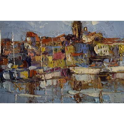 OLIO SU TAVOLA GIANNI MATTU ' COLORI DI ALGHERO ' dimensioni L 15 x H 24 cm.