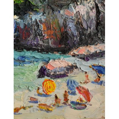 OLIO A SPATOLA SU TAVOLA GIANNI MATTU ' CALA COLORITZE ' dimensioni L 15 x H 20 cm.