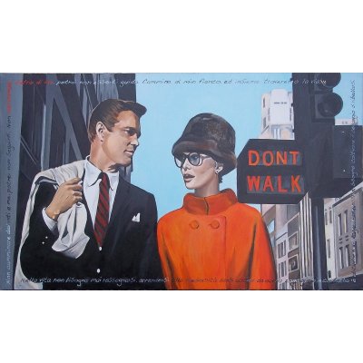 OLIO SU TELA GIO' STEFAN ' SIDE BY SIDE ' dimensioni L 100 x H 60 cm.