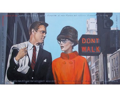 OLIO SU TELA GIO' STEFAN ' SIDE BY SIDE ' dimensioni L 100 x H 60 cm.