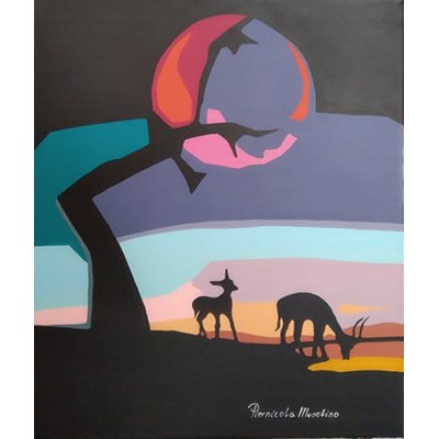 ACRILICO SU TELA PIERNICOLA MUSOLINO ' ASPETTANDO IL DOMANI ' dimensioni L 40 x H 50 cm.