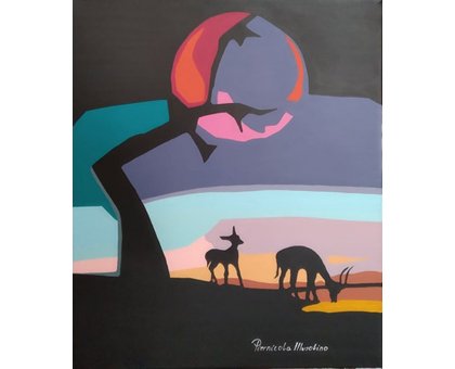 ACRILICO SU TELA PIERNICOLA MUSOLINO ' ASPETTANDO IL DOMANI ' dimensioni L 40 x H 50 cm.