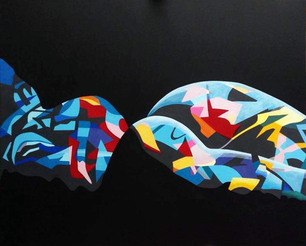 ACRILICO SU TELA  PIERNICOLA MUSOLINO  ' BELLA DI POPPA  '  dimensioni L 100 x H 80 cm.