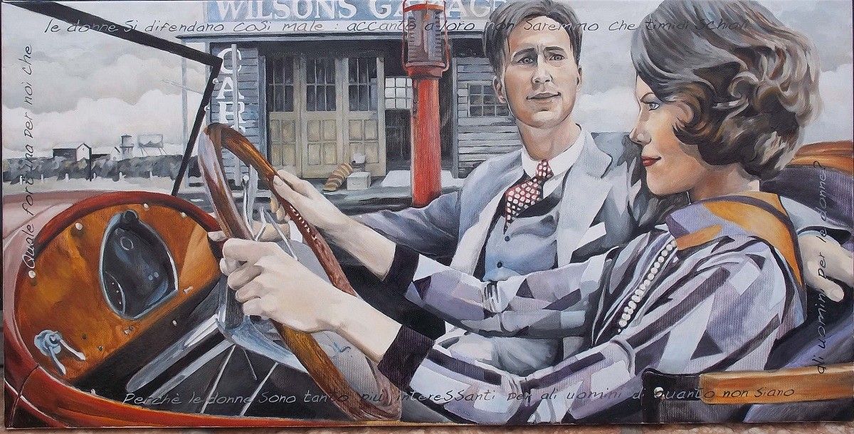 OLIO SU TELA  GIO'  STEFAN ' PERCHE' LE DONNE '  dimensioni L 100 x H 50 cm.