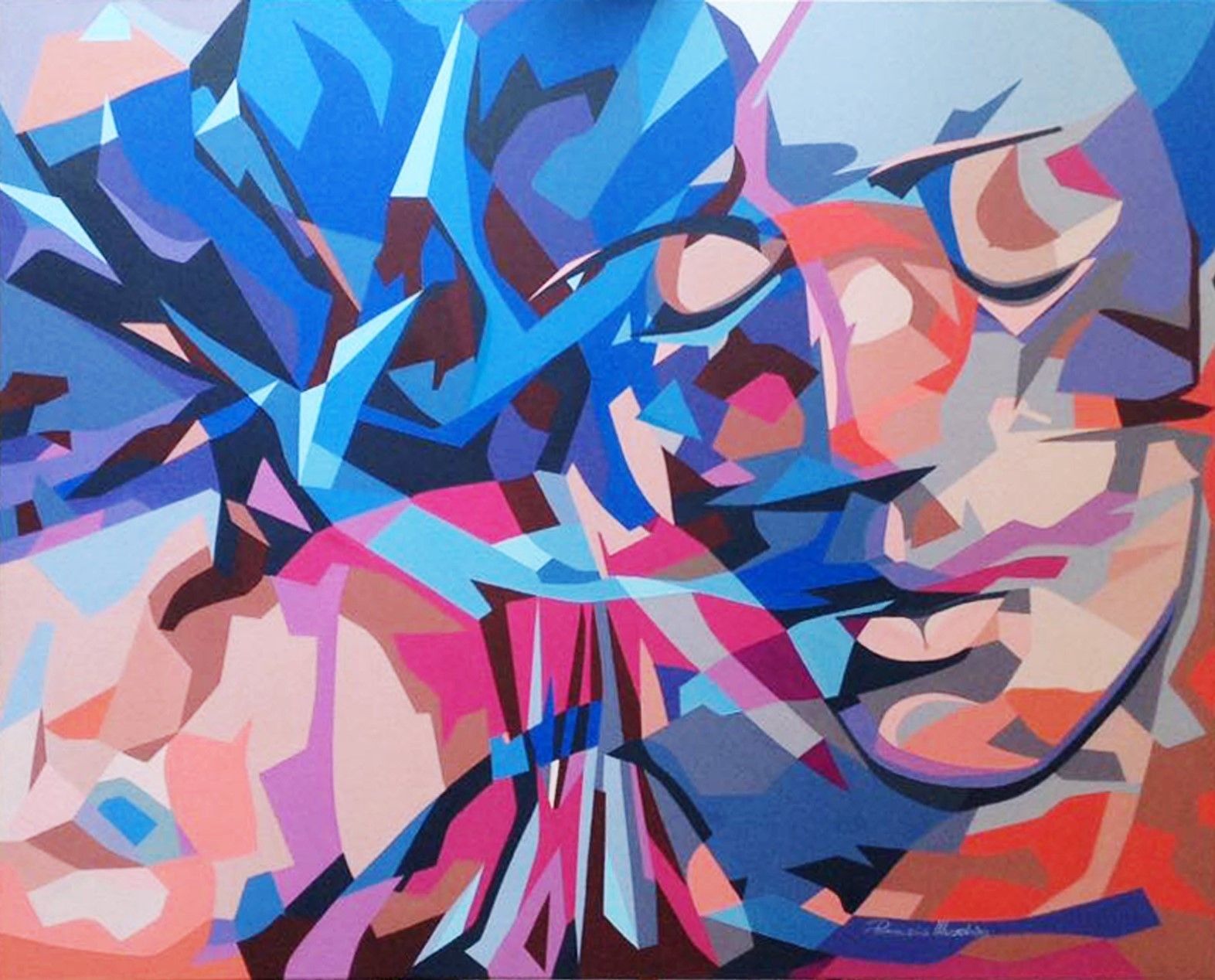 ACRILICO SU TELA  PIERNICOLA MUSOLINO  ' DONNE E NATURA '  dimensioni L 100 x H 80 cm.