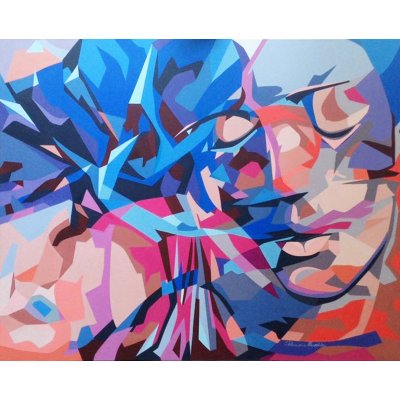 ACRILICO SU TELA PIERNICOLA MUSOLINO ' DONNE E NATURA ' dimensioni L 100 x H 80 cm.