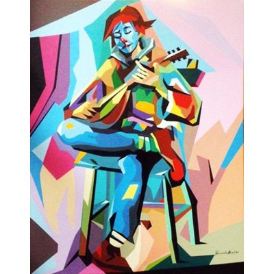 ACRILICO SU TELA PIERNICOLA MUSOLINO ' OPERA BUFFA ' dimensioni L 80 x H 100 cm.