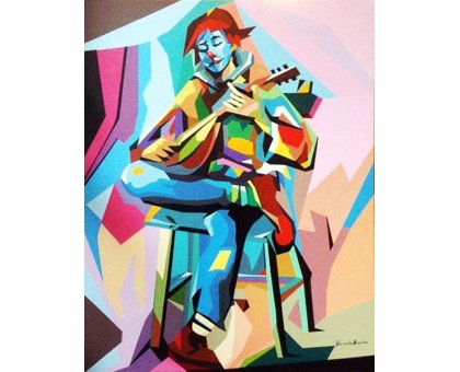 ACRILICO SU TELA PIERNICOLA MUSOLINO ' OPERA BUFFA ' dimensioni L 80 x H 100 cm.