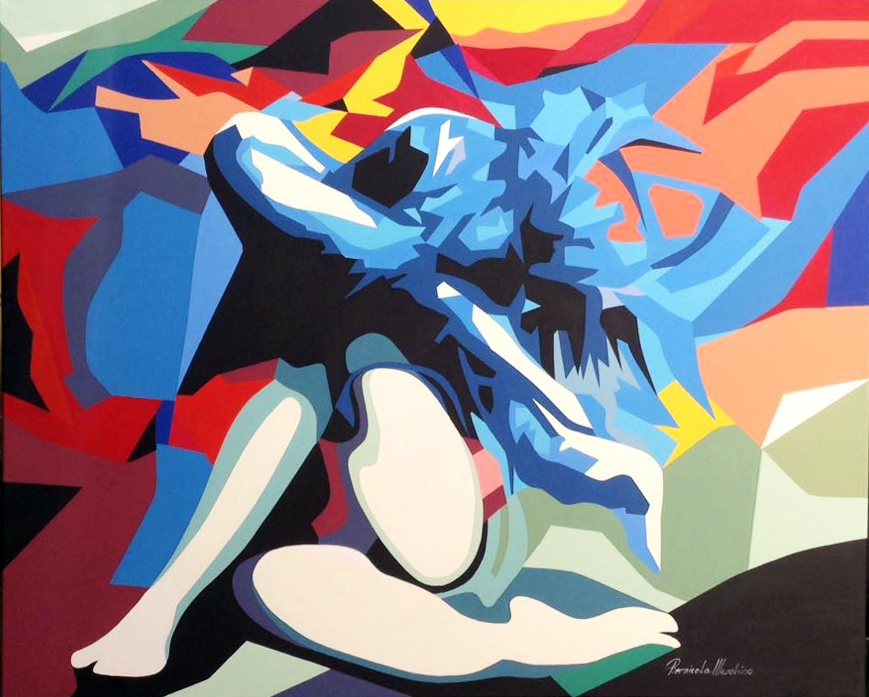 ACRILICO SU TELA  PIERNICOLA MUSOLINO  ' UMORE FEMMINILE '  dimensioni  L 100 x H 80 cm.