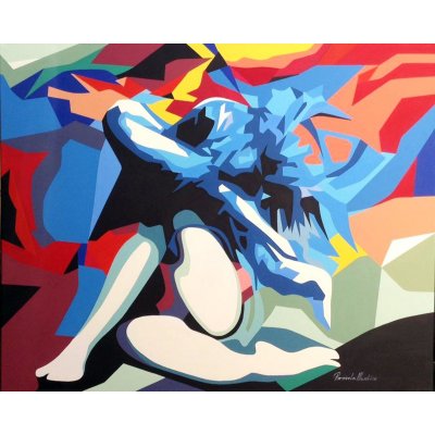 ACRILICO SU TELA PIERNICOLA MUSOLINO ' UMORE FEMMINILE ' dimensioni L 100 x H 80 cm.