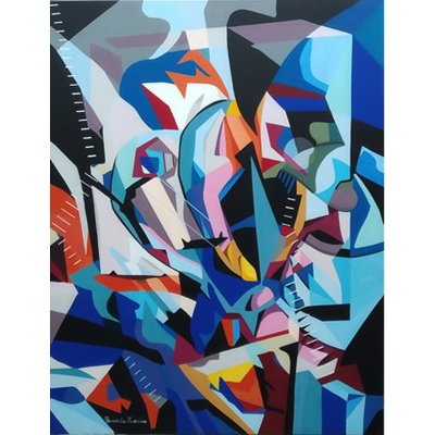 ACRILICO SU TELA PIERNICOLA MUSOLINO ' INPUT - AUTPUT ' dimensioni L 80 x H 100 cm.