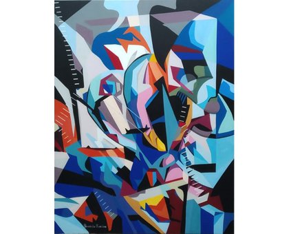 ACRILICO SU TELA PIERNICOLA MUSOLINO ' INPUT - AUTPUT ' dimensioni L 80 x H 100 cm.