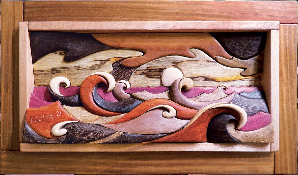 SCULTURA IN LEGNO  TIZIANO COSTA  ' BURRASCA '  dimensioni L 95  x H 54 cm.