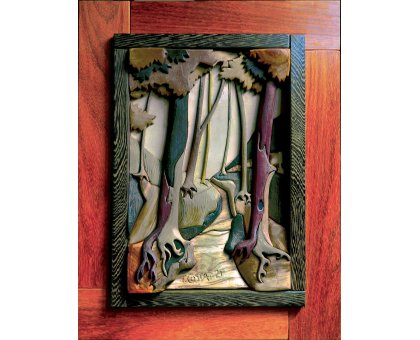 SCULTURA IN LEGNO TIZIANO COSTA ' SENTIERO ' dimensioni L 57 x H 78 cm.