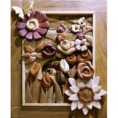 SCULTURA IN LEGNO TIZIANO COSTA ' PRIMAVERA 1 ' dimensioni L 63 x H 77 cm.