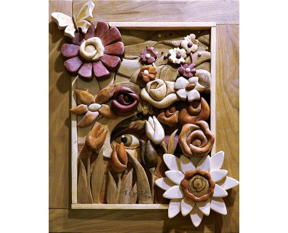 SCULTURA IN LEGNO TIZIANO COSTA ' PRIMAVERA 1 ' dimensioni L 63 x H 77 cm.