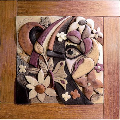 SCULTURA IN LEGNO TIZIANO COSTA ' PRIMAVERA 2 ' dimensioni L 58 x H 58 cm.