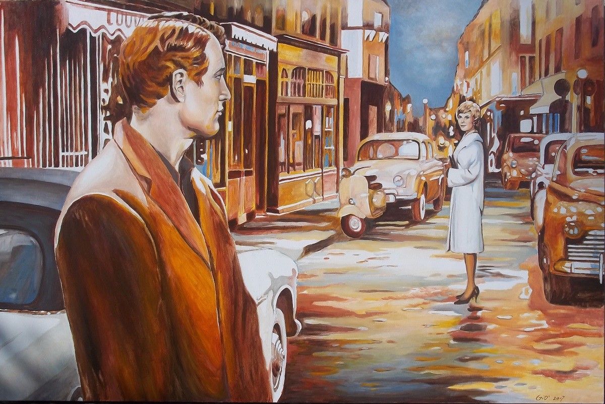 OIL ON CANVAS  GIO'  STEFAN " PARIS BLUES "  size  L 120 x H 80 cm.