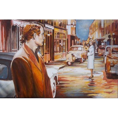 OLIO SU TELA GIO' STEFAN ' PARIS BLUES ' dimensioni L 120 x H 80 cm.