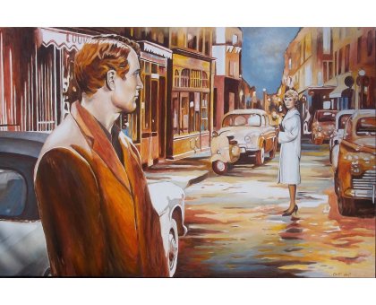 OLIO SU TELA GIO' STEFAN ' PARIS BLUES ' dimensioni L 120 x H 80 cm.