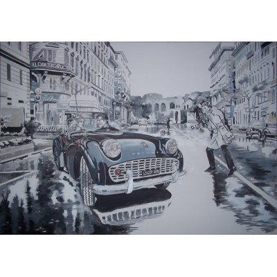 ACRILICO SU TELA GIO' STEFAN ' LA DOLCE VITA ' dimensioni L 100 x H 70 cm.