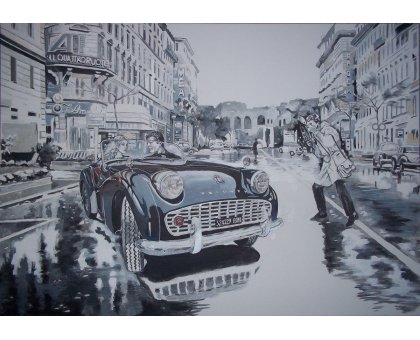 ACRYLIC ON CANVAS GIO' STEFAN ' LA DOLCE VITA ' size L 100 x H 70 cm.